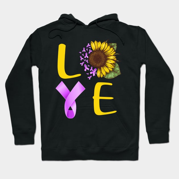 love pancreatic cancer sunflower Hoodie by TeesCircle